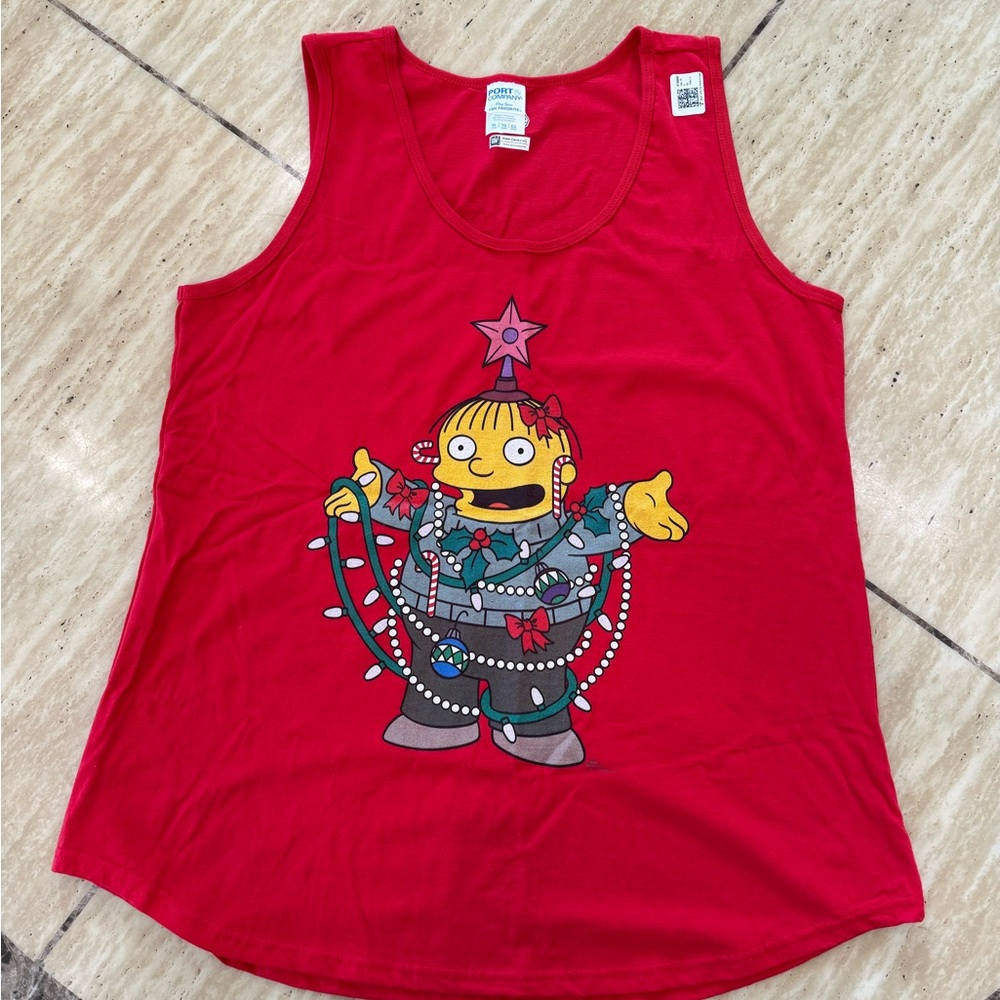 The Simpsons Ralph Christmas Red Graphic Tank Top XL